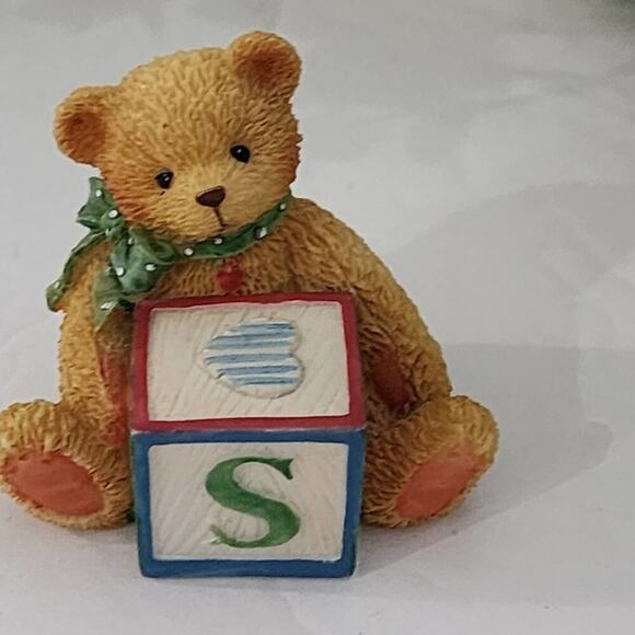 Cherished Teddy Bear Priscilla Hillman Bears block bear S 1995‎ Enesco - Picture 1 of 5